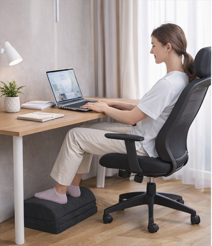 Relieve Desk-Related Leg & Back Pain – Adjustable Ergonomic Foot Rest